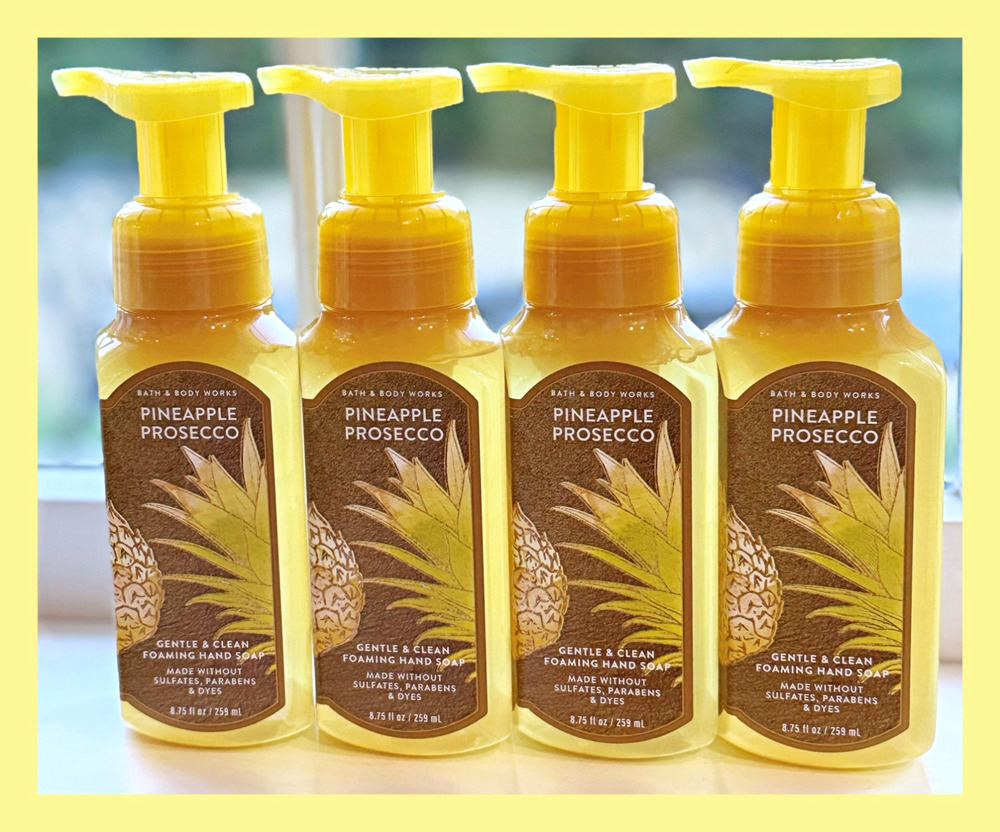Bath & Body Works Pineapple Prosecco 8.75oz Gentle Clean Foaming Hand Soap x4